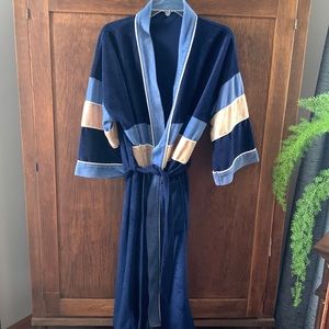 Blue bath robe with belt